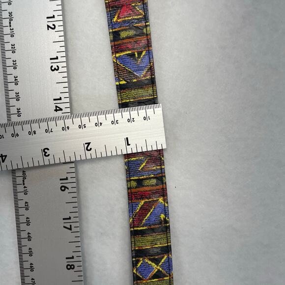 VTG The Limited Leather Belt Multicolor Abstract Geometric Statement Gold Buckle main image 3